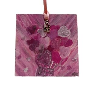 Pink Heart Bouquet Ornament